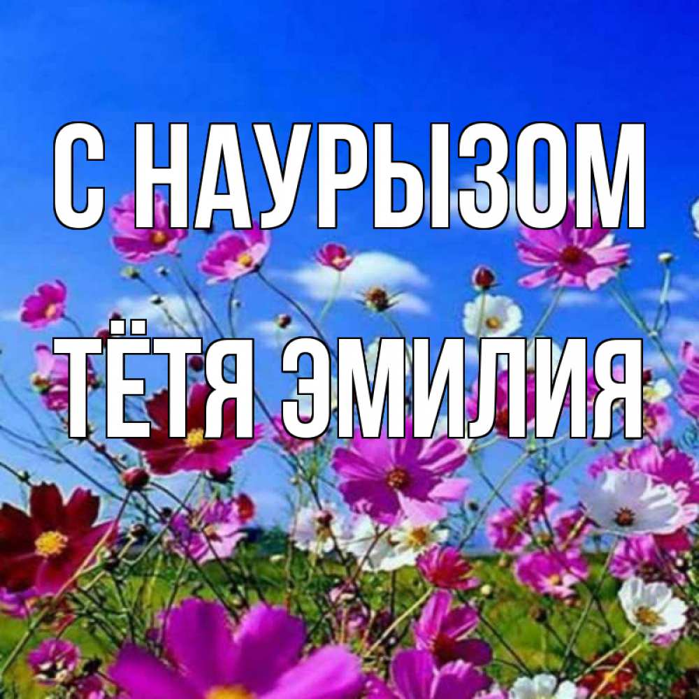 Открытка на каждый день с именем, Тётя-Эмилия С наурызом цветы Прикольная открытка с пожеланием онлайн скачать бесплатно 