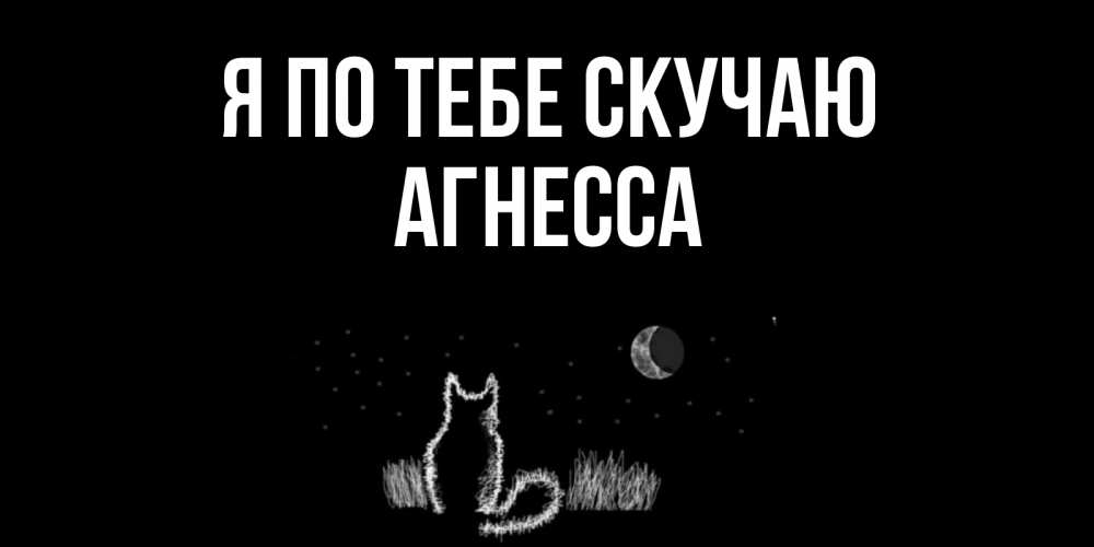 Открытка на каждый день с именем, Агнесса Я по тебе скучаю кот Прикольная открытка с пожеланием онлайн скачать бесплатно 