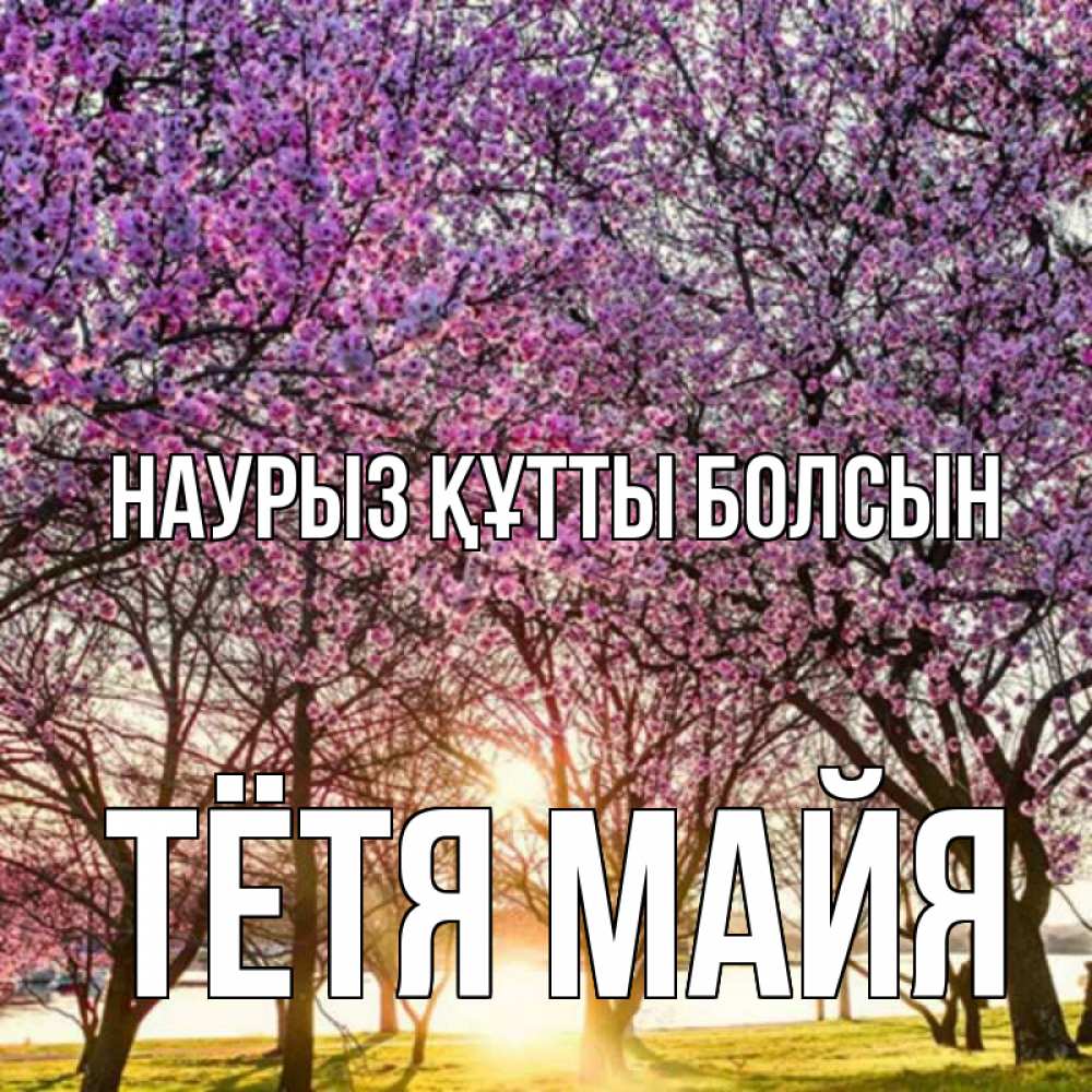 Открытка на каждый день с именем, Тётя-Майя Наурыз құтты болсын наурыз Прикольная открытка с пожеланием онлайн скачать бесплатно 