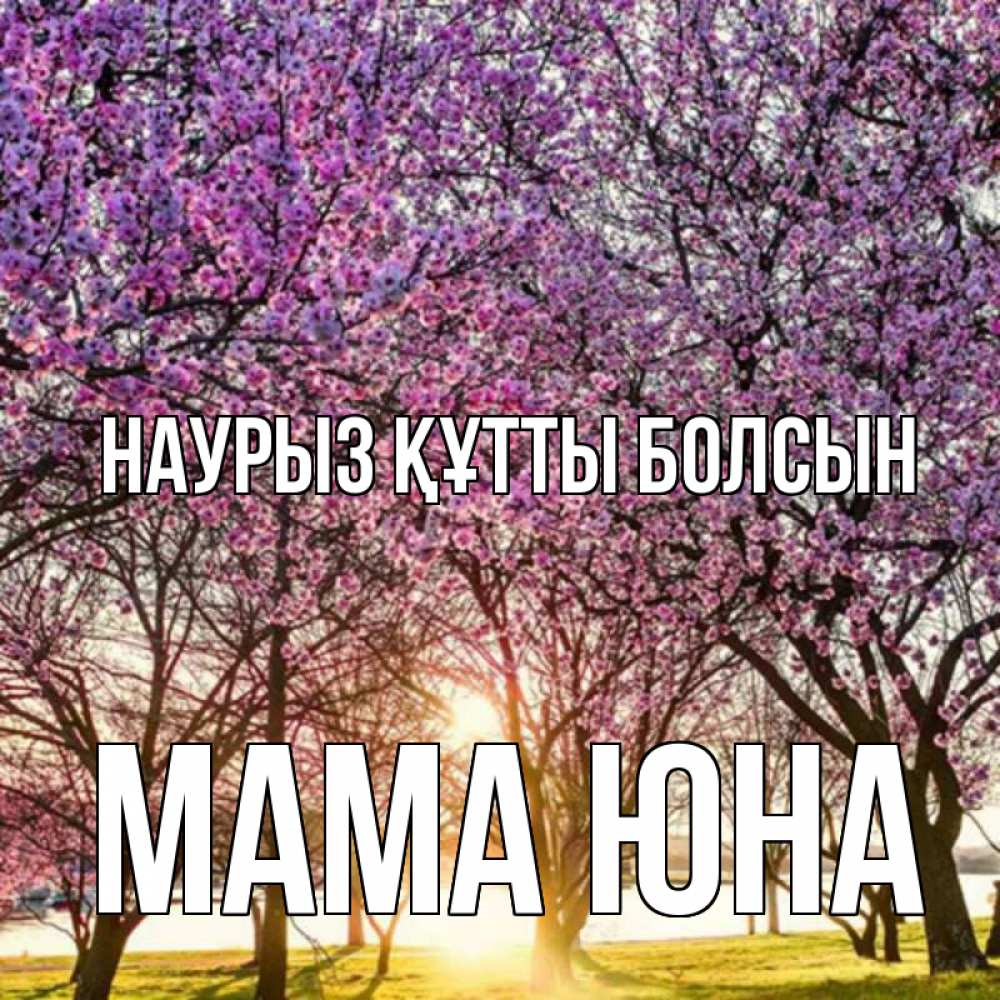 Открытка на каждый день с именем, Мама-Юна Наурыз құтты болсын наурыз Прикольная открытка с пожеланием онлайн скачать бесплатно 