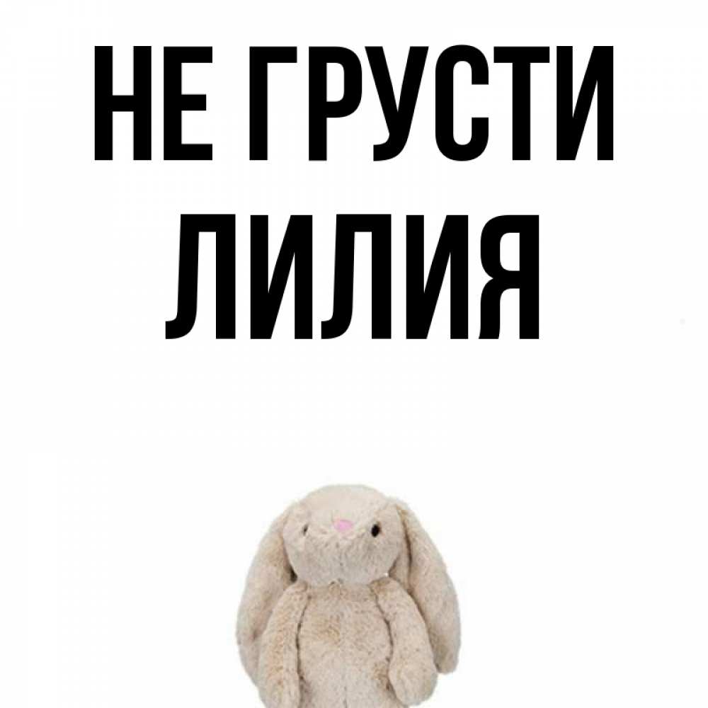 Открытка на каждый день с именем, Лилия Не грусти детская игрушка зайчика Прикольная открытка с пожеланием онлайн скачать бесплатно 