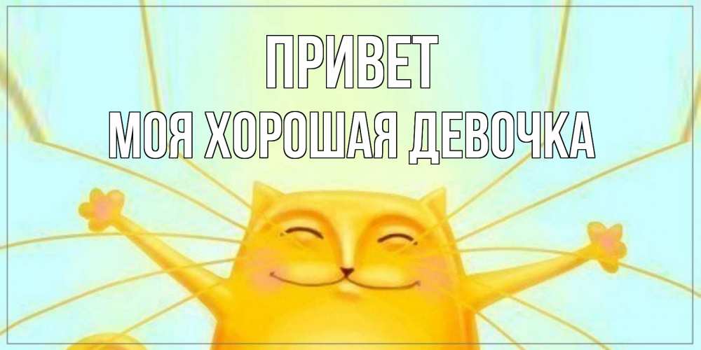 Открытка на каждый день с именем, моя-хорошая-девочка Привет кот Прикольная открытка с пожеланием онлайн скачать бесплатно 