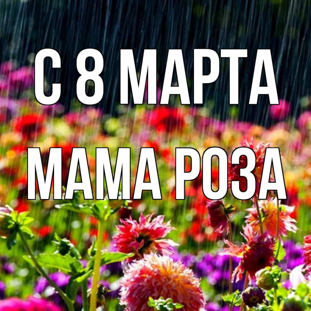 Открытка на каждый день с именем, Мама-Роза С 8 МАРТА цветы под дождиком к международному женскому дню Прикольная открытка с пожеланием онлайн скачать бесплатно 