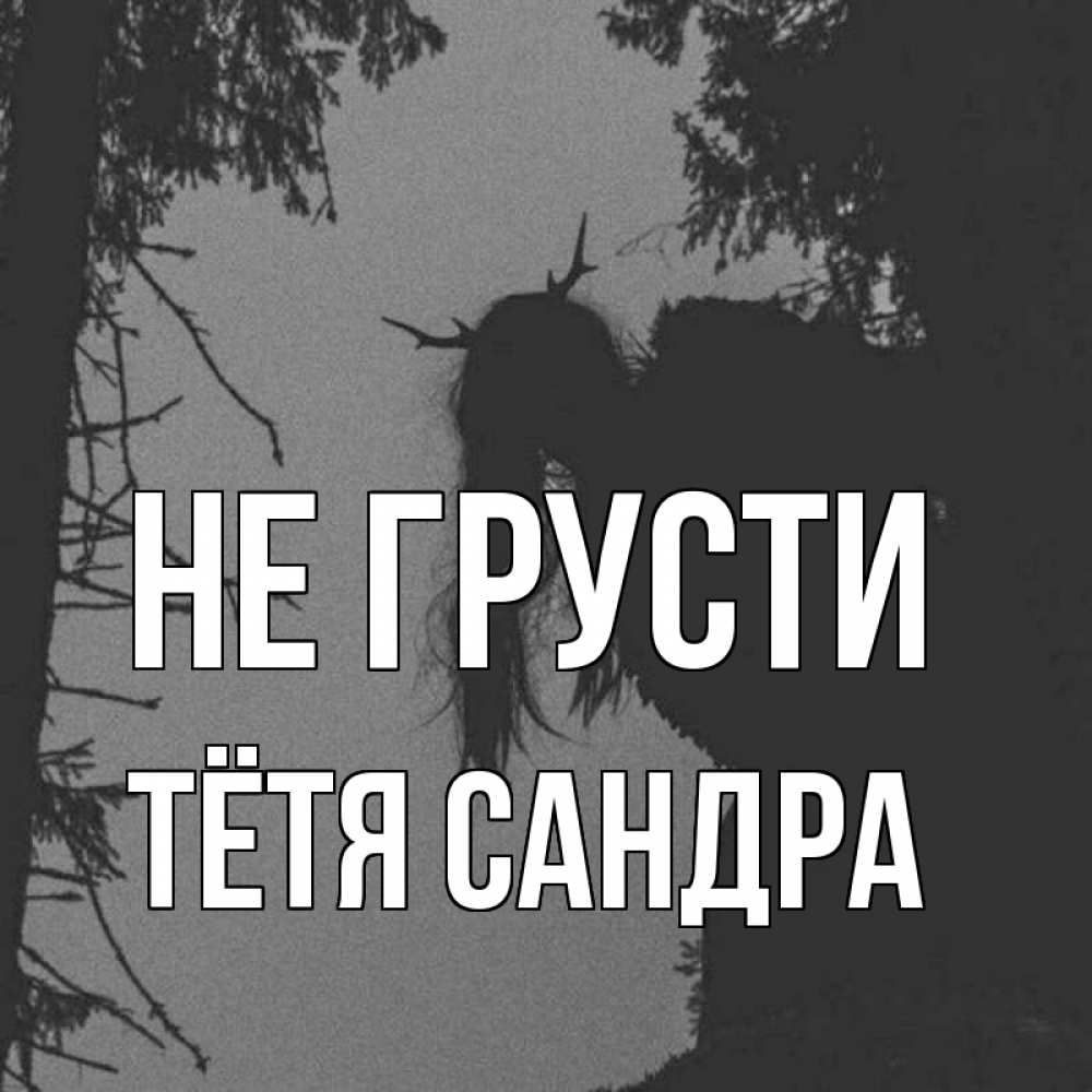 Открытка на каждый день с именем, Тётя-Сандра Не грусти чудище лесное Прикольная открытка с пожеланием онлайн скачать бесплатно 