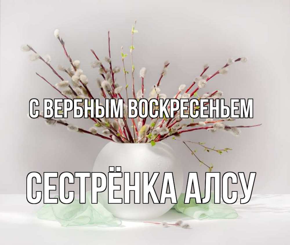 Открытка на каждый день с именем, Сестрёнка-Алсу С вербным воскресеньем верба Прикольная открытка с пожеланием онлайн скачать бесплатно 
