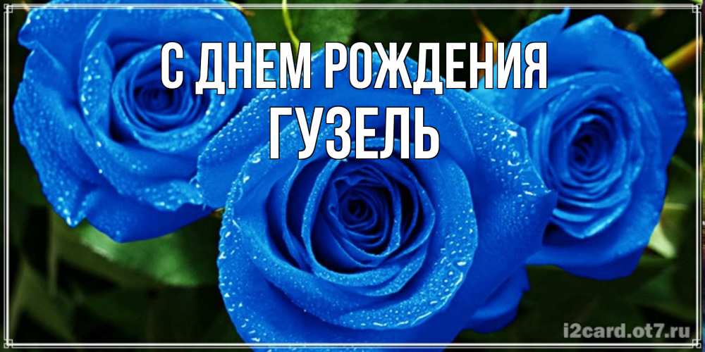 Открытка на каждый день с именем, гузель С днем рождения розы с синим цветом Прикольная открытка с пожеланием онлайн скачать бесплатно 
