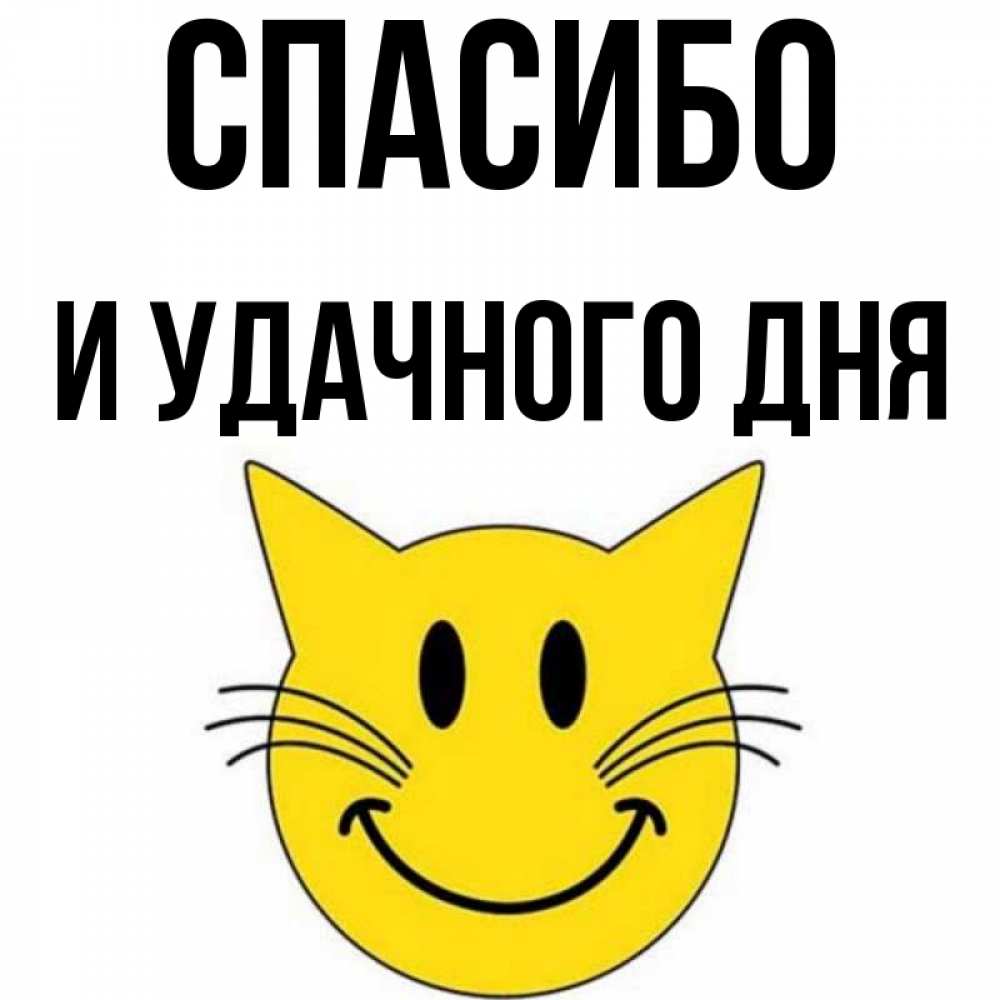 Открытка на каждый день с именем, И-УДАЧНОГО-ДНЯ Спасибо улыбающийся смайл кот Прикольная открытка с пожеланием онлайн скачать бесплатно 
