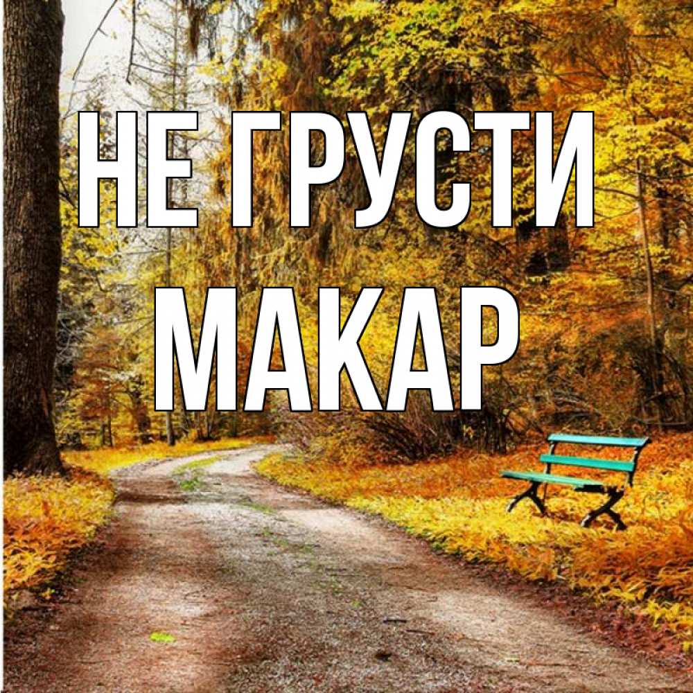 Открытка на каждый день с именем, Макар Не грусти зеленая лавочка Прикольная открытка с пожеланием онлайн скачать бесплатно 