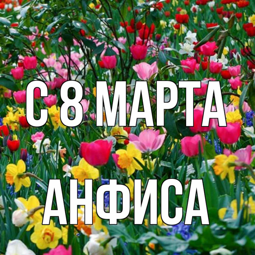 Открытка на каждый день с именем, Анфиса С 8 МАРТА с международным женским днем поздравления для женщины Прикольная открытка с пожеланием онлайн скачать бесплатно 