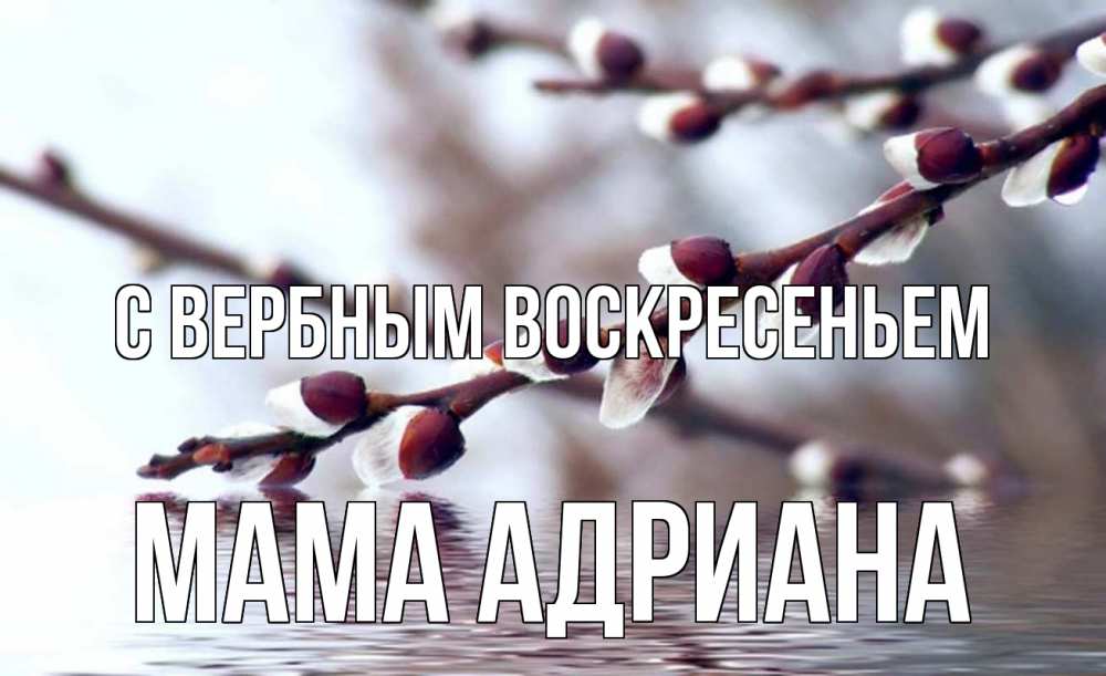 Открытка на каждый день с именем, Мама-Адриана С вербным воскресеньем верба, ручей Прикольная открытка с пожеланием онлайн скачать бесплатно 