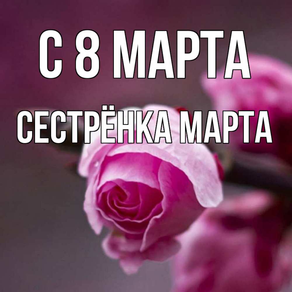 Открытка на каждый день с именем, Сестрёнка-Марта С 8 МАРТА весна Прикольная открытка с пожеланием онлайн скачать бесплатно 