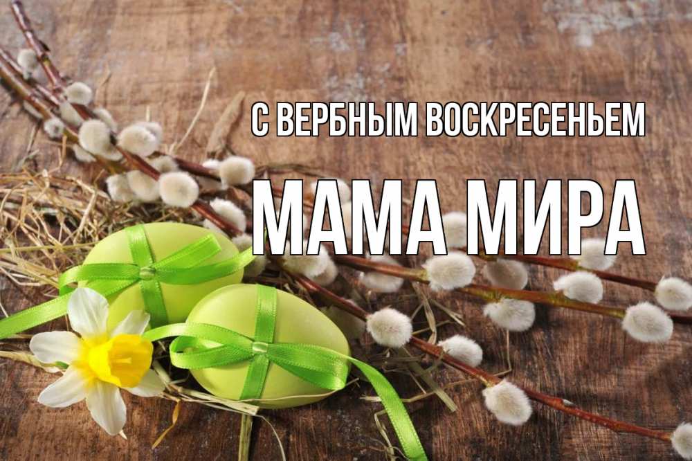 Открытка на каждый день с именем, Мама-Мира С вербным воскресеньем верба Прикольная открытка с пожеланием онлайн скачать бесплатно 