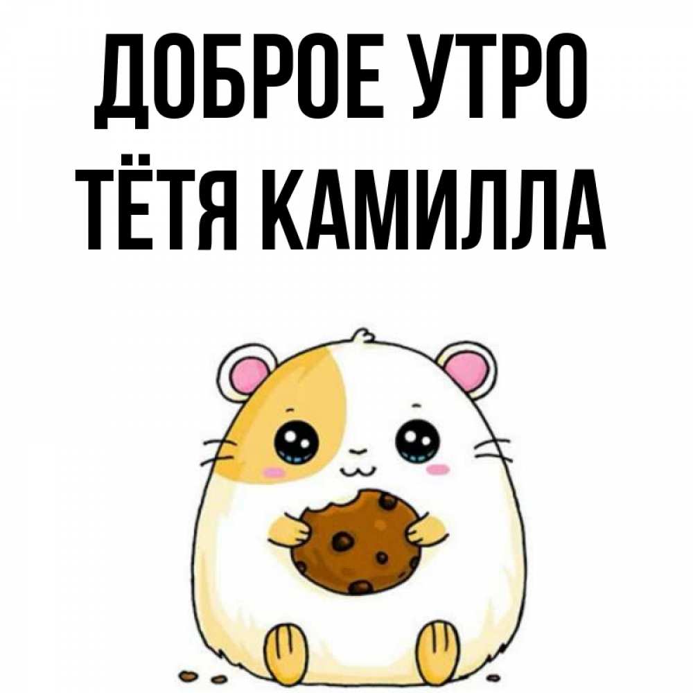 Открытка на каждый день с именем, Тётя-Камилла Доброе утро есть печеньку. Утречко Прикольная открытка с пожеланием онлайн скачать бесплатно 