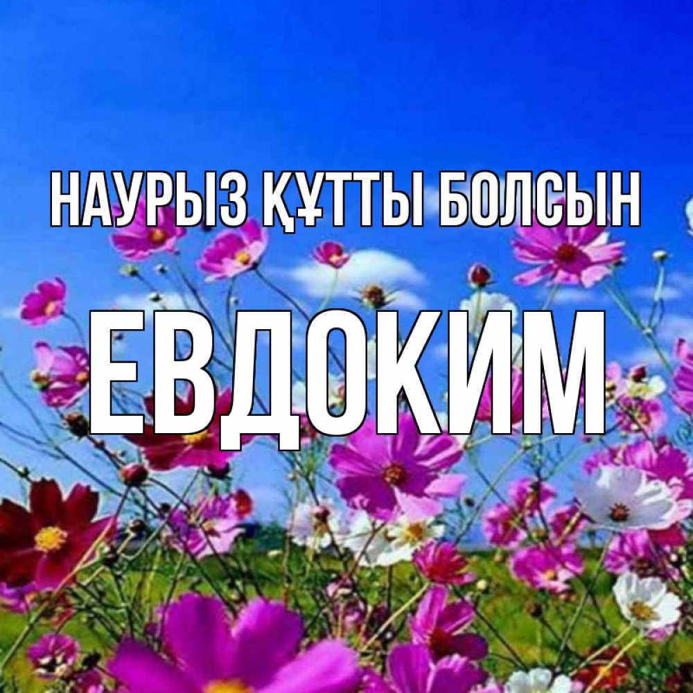 Открытка на каждый день с именем, Евдоким Наурыз құтты болсын цветы Прикольная открытка с пожеланием онлайн скачать бесплатно 