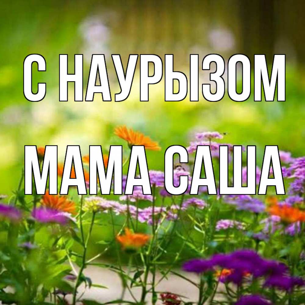 Открытка на каждый день с именем, Мама-Саша С наурызом цветы Прикольная открытка с пожеланием онлайн скачать бесплатно 