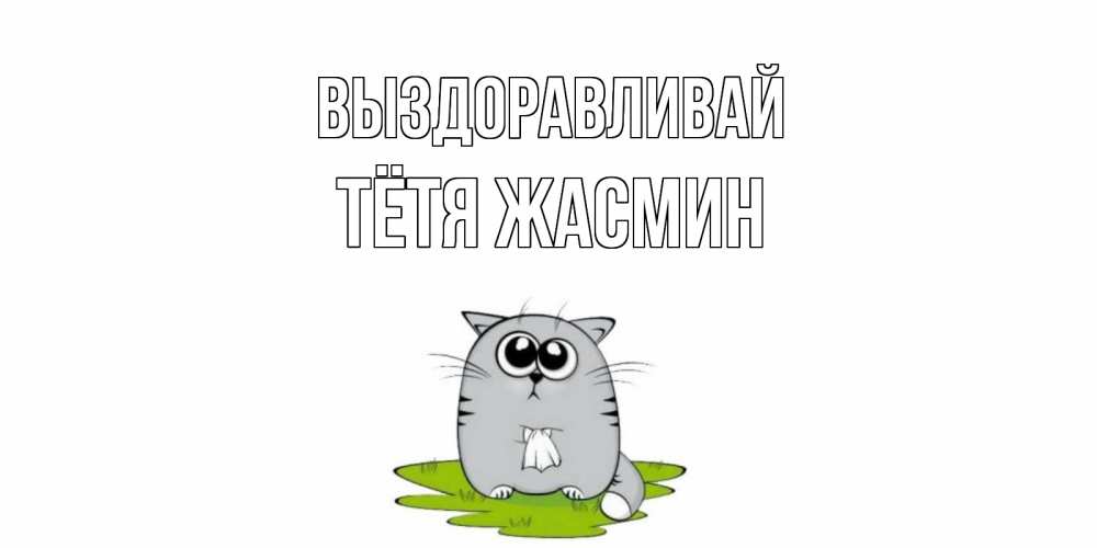 Открытка на каждый день с именем, Тётя-Жасмин Выздоравливай кот и открытки про выздоровление Прикольная открытка с пожеланием онлайн скачать бесплатно 