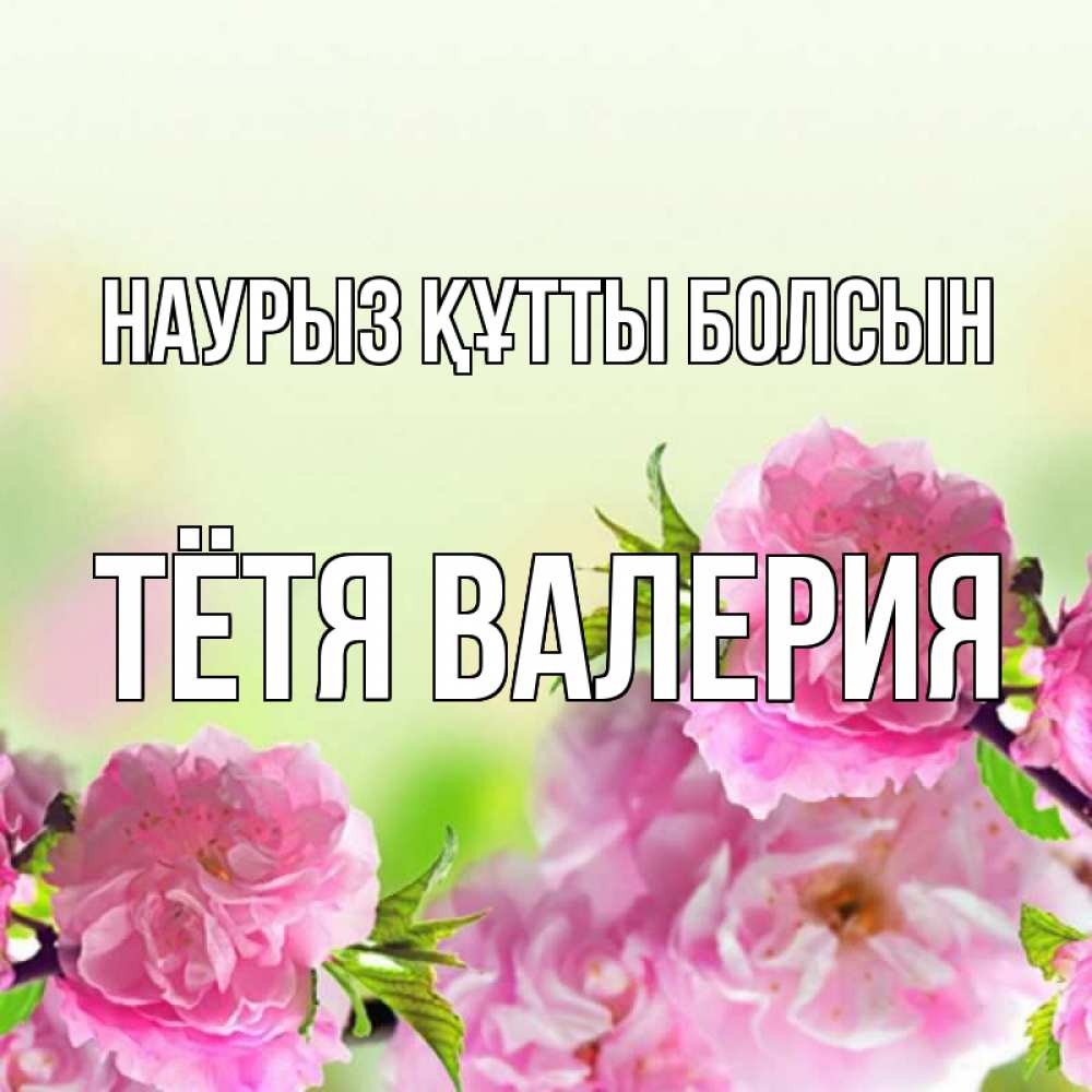 Открытка на каждый день с именем, Тётя-Валерия Наурыз құтты болсын цветы Прикольная открытка с пожеланием онлайн скачать бесплатно 