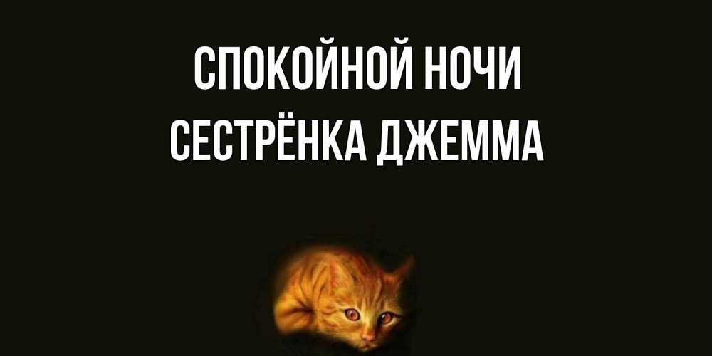 Открытка на каждый день с именем, Сестрёнка-Джемма Спокойной ночи кот Прикольная открытка с пожеланием онлайн скачать бесплатно 
