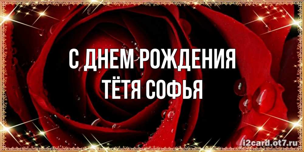 Открытка на каждый день с именем, Тётя-Софья С днем рождения цветок в росе на день рождения Прикольная открытка с пожеланием онлайн скачать бесплатно 