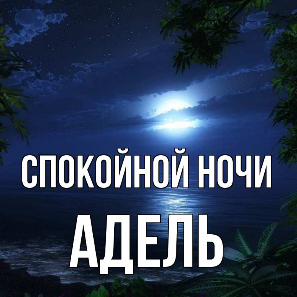 Открытка на каждый день с именем, Адель Спокойной ночи тропический остров Прикольная открытка с пожеланием онлайн скачать бесплатно 
