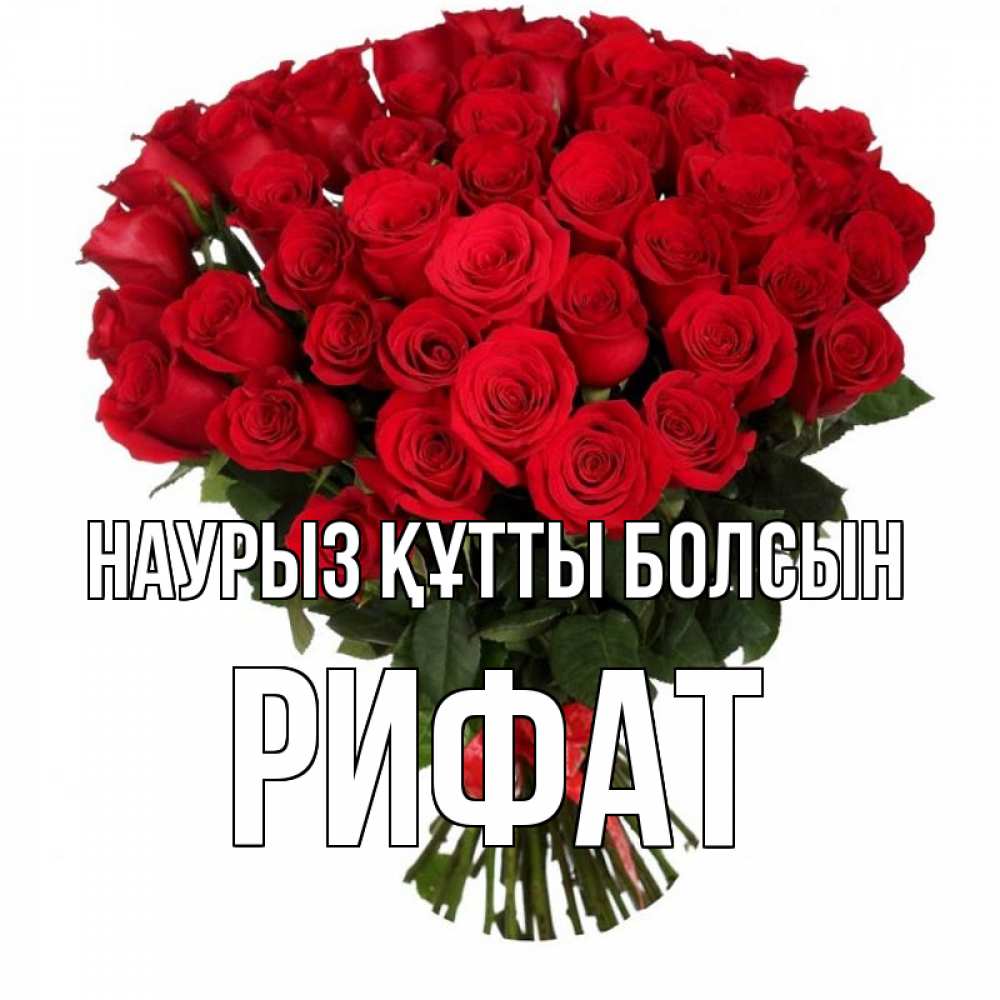 Открытка на каждый день с именем, Рифат Наурыз құтты болсын цветы на праздник весны наурыз Прикольная открытка с пожеланием онлайн скачать бесплатно 