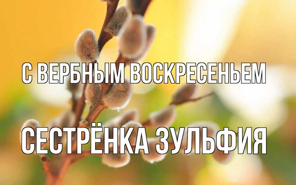 Открытка на каждый день с именем, Сестрёнка-Зульфия С вербным воскресеньем верба Прикольная открытка с пожеланием онлайн скачать бесплатно 