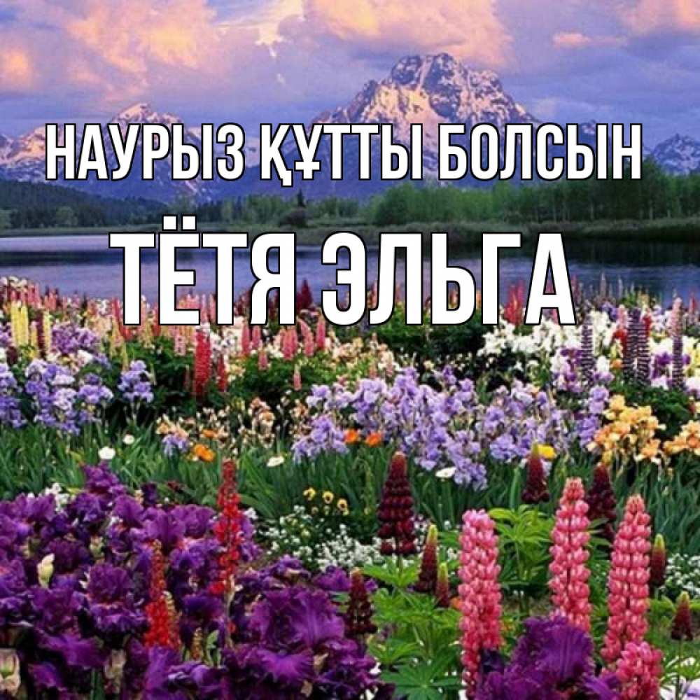 Открытка на каждый день с именем, Тётя-Эльга Наурыз құтты болсын наурыз Прикольная открытка с пожеланием онлайн скачать бесплатно 