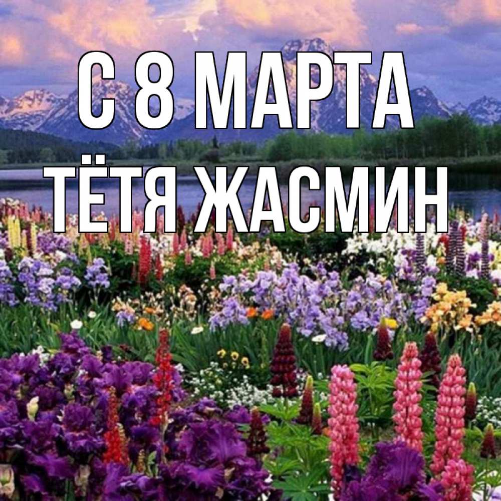 Открытка на каждый день с именем, Тётя-Жасмин С 8 МАРТА международный женский день Прикольная открытка с пожеланием онлайн скачать бесплатно 