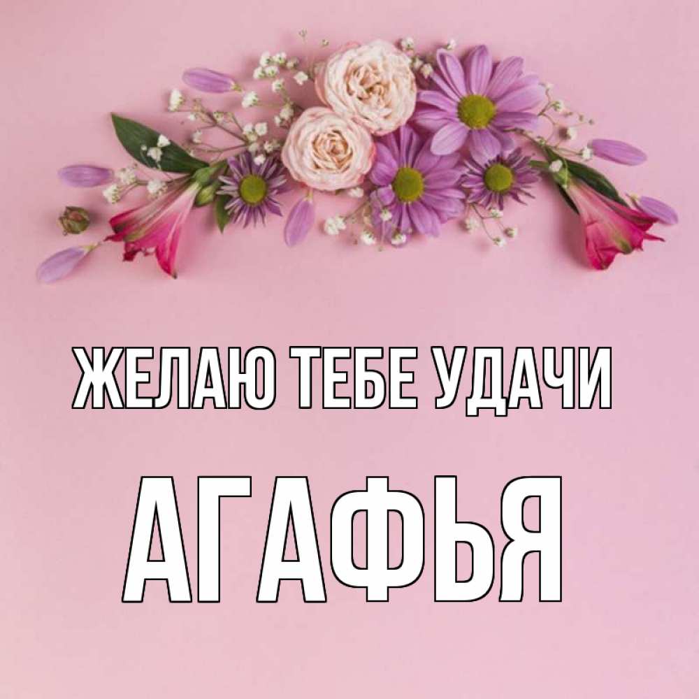 Открытка на каждый день с именем, Агафья Желаю тебе удачи розовый фон Прикольная открытка с пожеланием онлайн скачать бесплатно 
