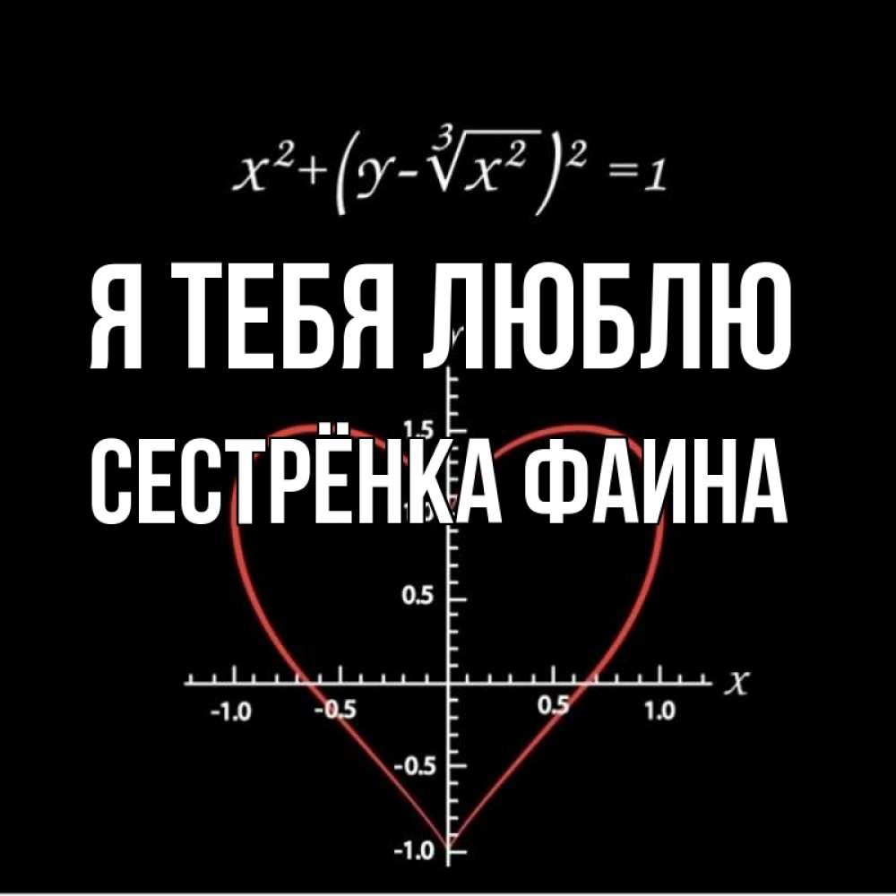 Открытка на каждый день с именем, Сестрёнка-Фаина Я тебя люблю сердечная формула Прикольная открытка с пожеланием онлайн скачать бесплатно 