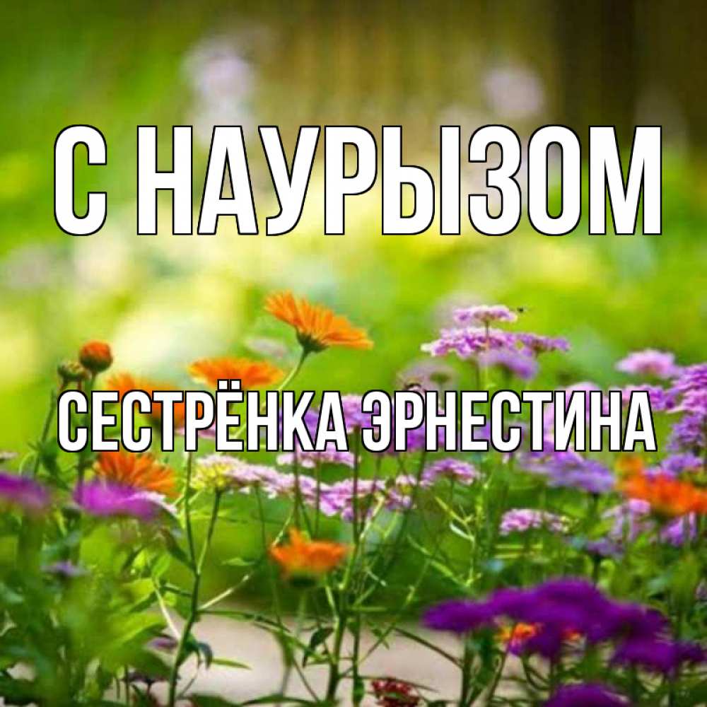 Открытка на каждый день с именем, Сестрёнка-Эрнестина С наурызом цветы Прикольная открытка с пожеланием онлайн скачать бесплатно 