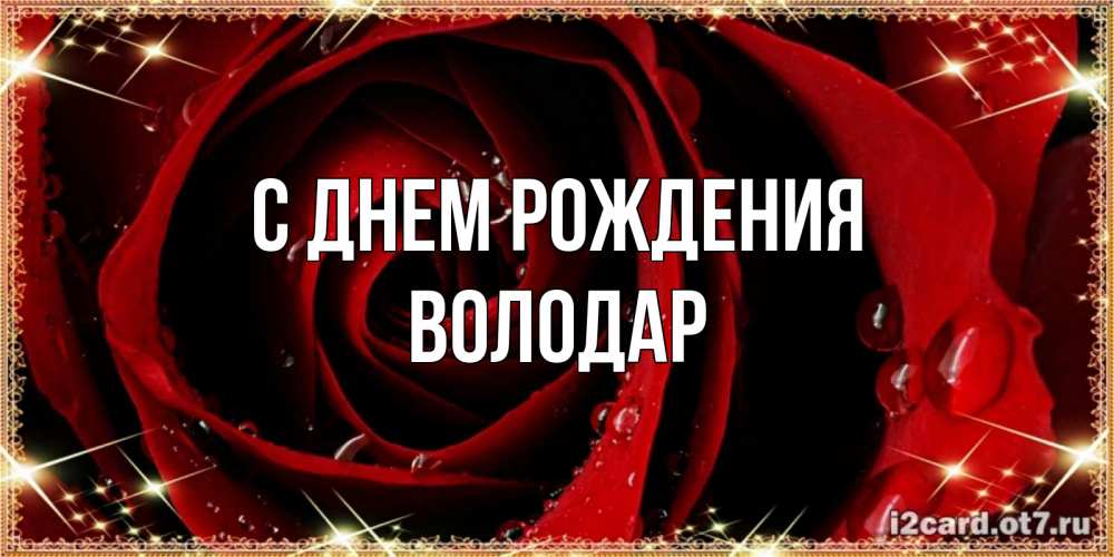 Открытка на каждый день с именем, Володар С днем рождения цветок в росе на день рождения Прикольная открытка с пожеланием онлайн скачать бесплатно 