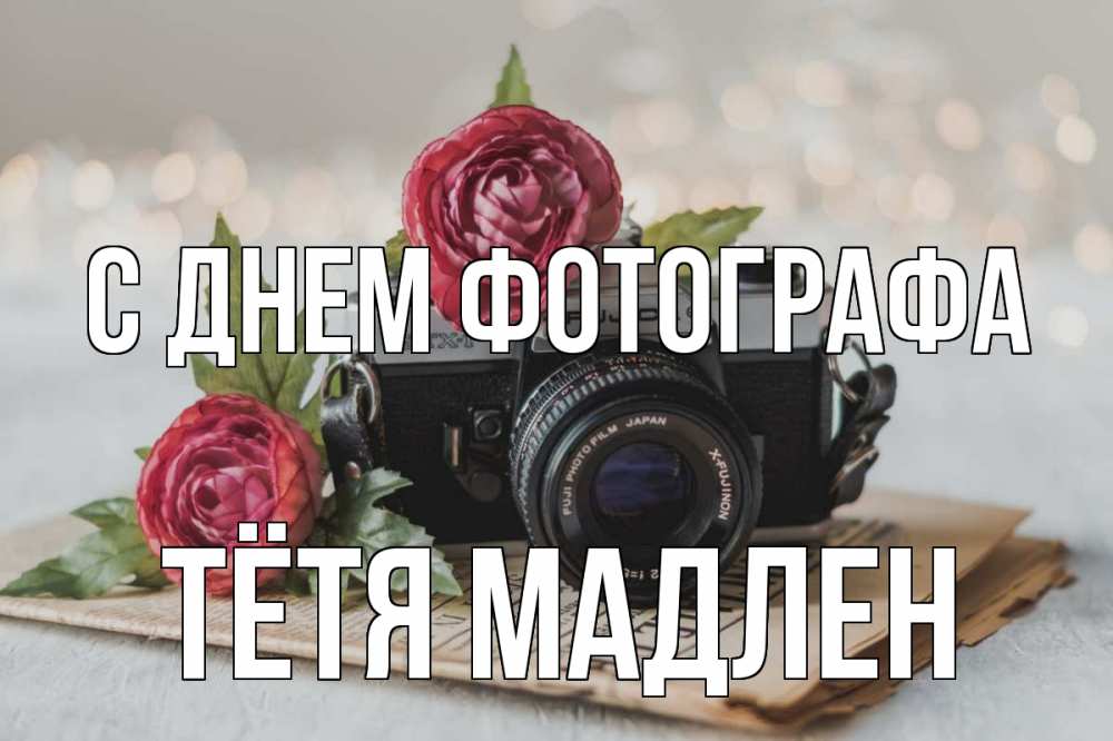 Открытка на каждый день с именем, Тётя-Мадлен С днем фотографа с днем фотографа Прикольная открытка с пожеланием онлайн скачать бесплатно 