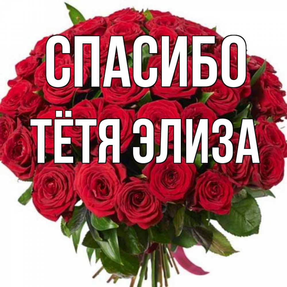 Открытка на каждый день с именем, Тётя-Элиза Спасибо букет красных роз Прикольная открытка с пожеланием онлайн скачать бесплатно 