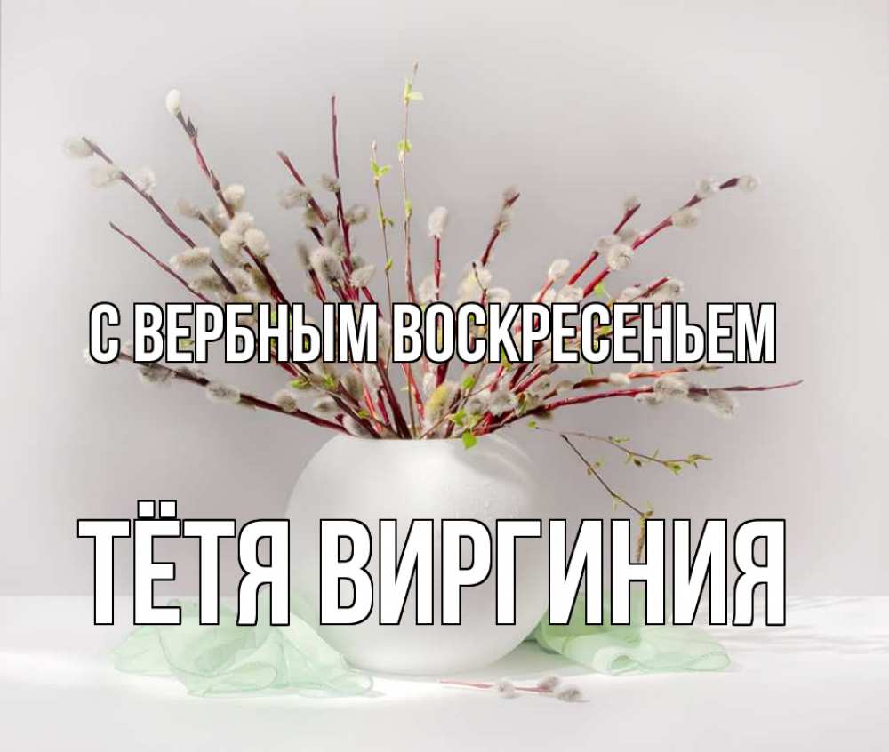 Открытка на каждый день с именем, Тётя-Виргиния С вербным воскресеньем верба Прикольная открытка с пожеланием онлайн скачать бесплатно 