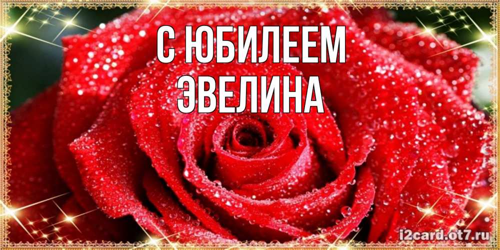 Открытка на каждый день с именем, Эвелина С юбилеем роса и роза. открытка с красивой розой Прикольная открытка с пожеланием онлайн скачать бесплатно 