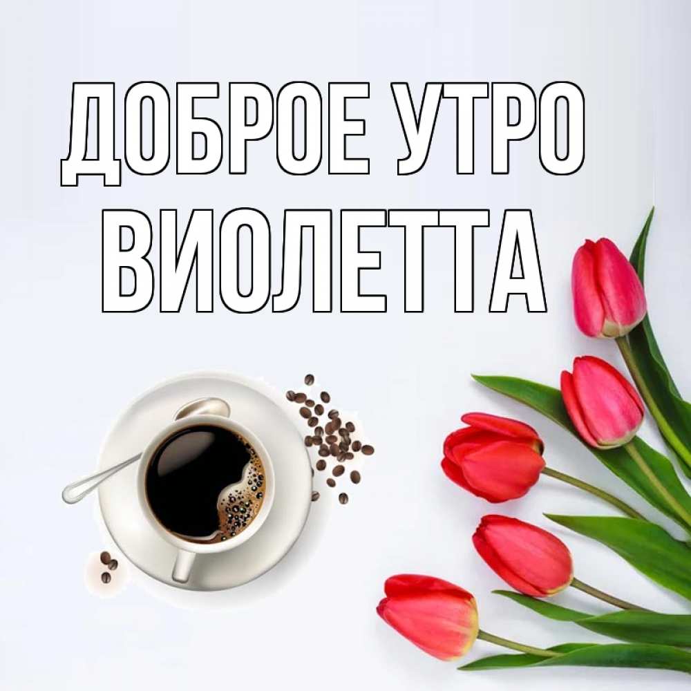 Открытка на каждый день с именем, Виолетта Доброе утро красное блюдце Прикольная открытка с пожеланием онлайн скачать бесплатно 