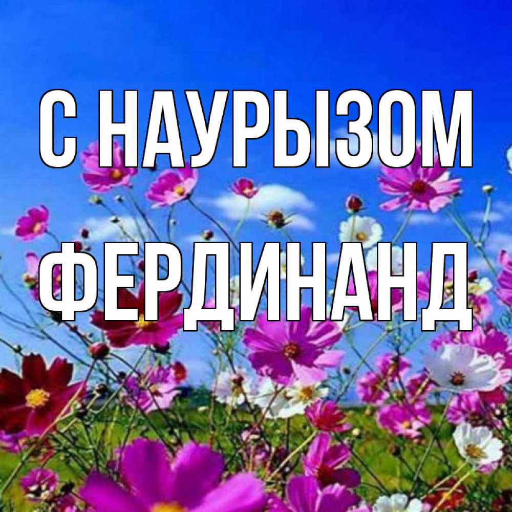 Открытка на каждый день с именем, Фердинанд С наурызом цветы Прикольная открытка с пожеланием онлайн скачать бесплатно 