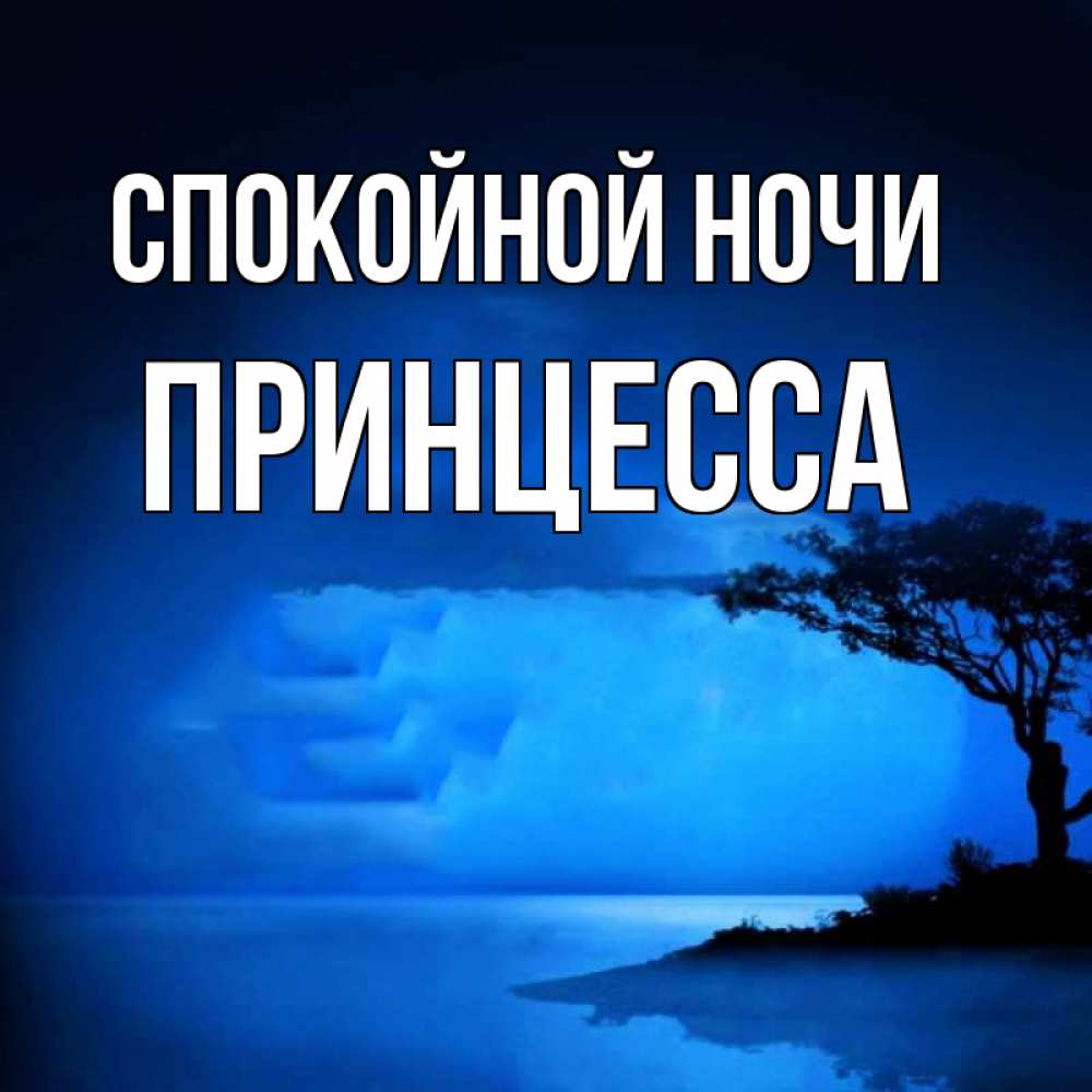 Открытка на каждый день с именем, Принцесса Спокойной ночи ночное побережье Прикольная открытка с пожеланием онлайн скачать бесплатно 