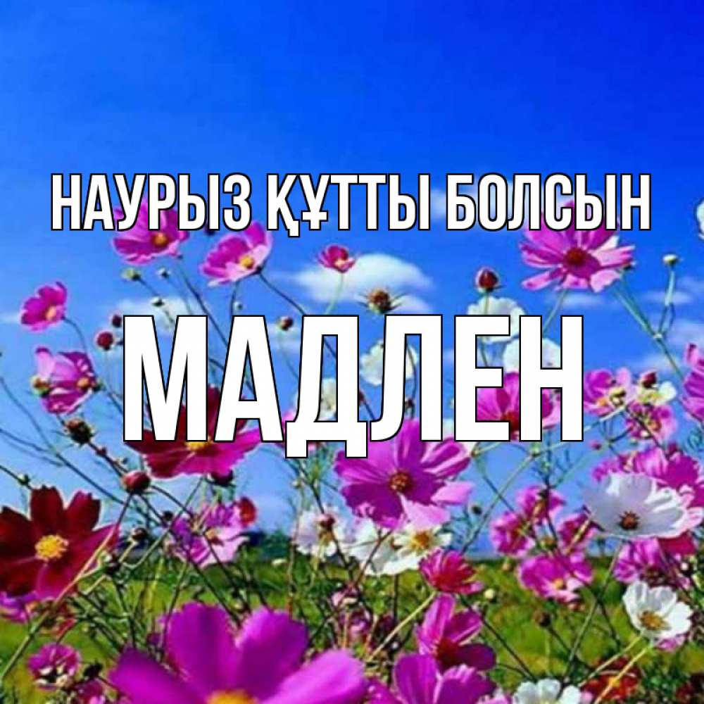 Открытка на каждый день с именем, Мадлен Наурыз құтты болсын цветы Прикольная открытка с пожеланием онлайн скачать бесплатно 