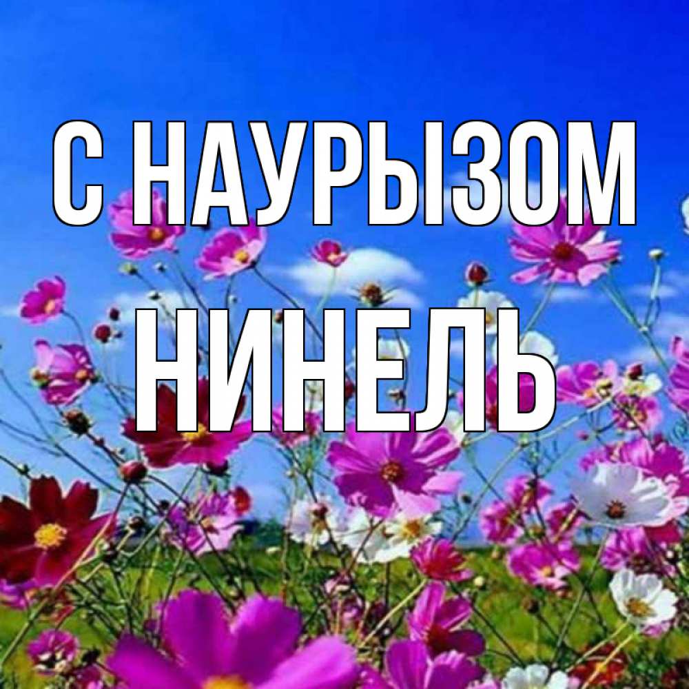 Открытка на каждый день с именем, Нинель С наурызом цветы Прикольная открытка с пожеланием онлайн скачать бесплатно 