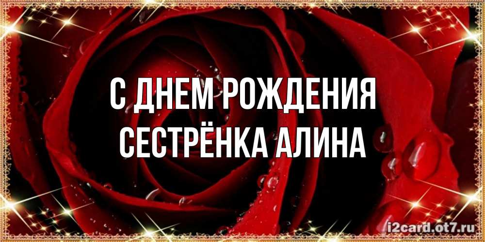 Открытка на каждый день с именем, Сестрёнка-Алина С днем рождения цветок в росе на день рождения Прикольная открытка с пожеланием онлайн скачать бесплатно 