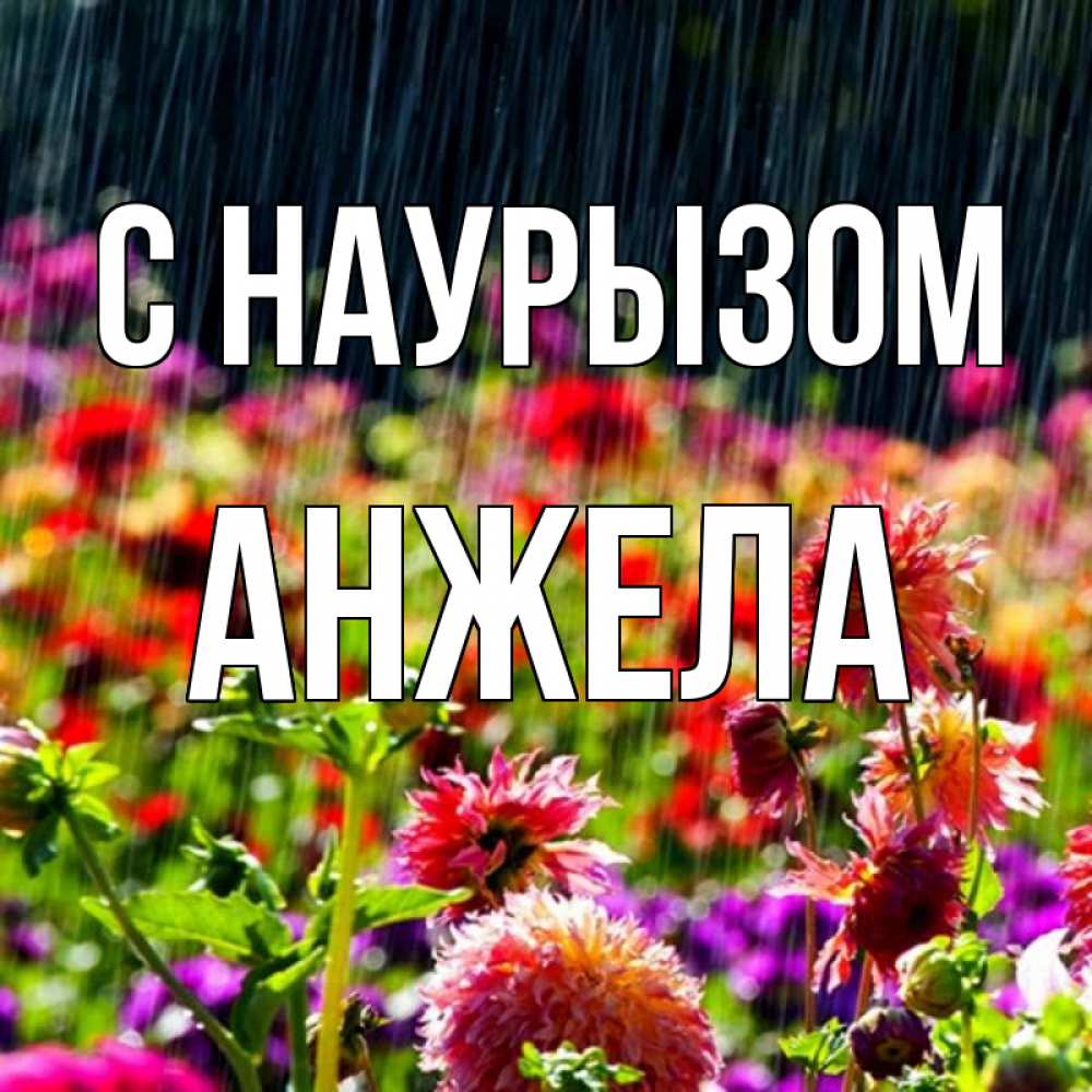 Открытка на каждый день с именем, Анжела С наурызом цветы под дождиком к международному женскому дню Прикольная открытка с пожеланием онлайн скачать бесплатно 
