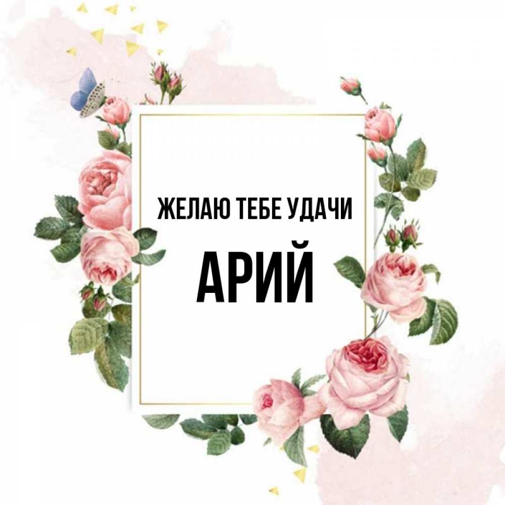 Открытка на каждый день с именем, Арий Желаю тебе удачи розовые розы Прикольная открытка с пожеланием онлайн скачать бесплатно 