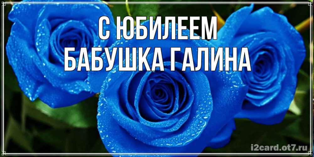 Открытка на каждый день с именем, Бабушка-Галина С юбилеем розы с синим цветом Прикольная открытка с пожеланием онлайн скачать бесплатно 