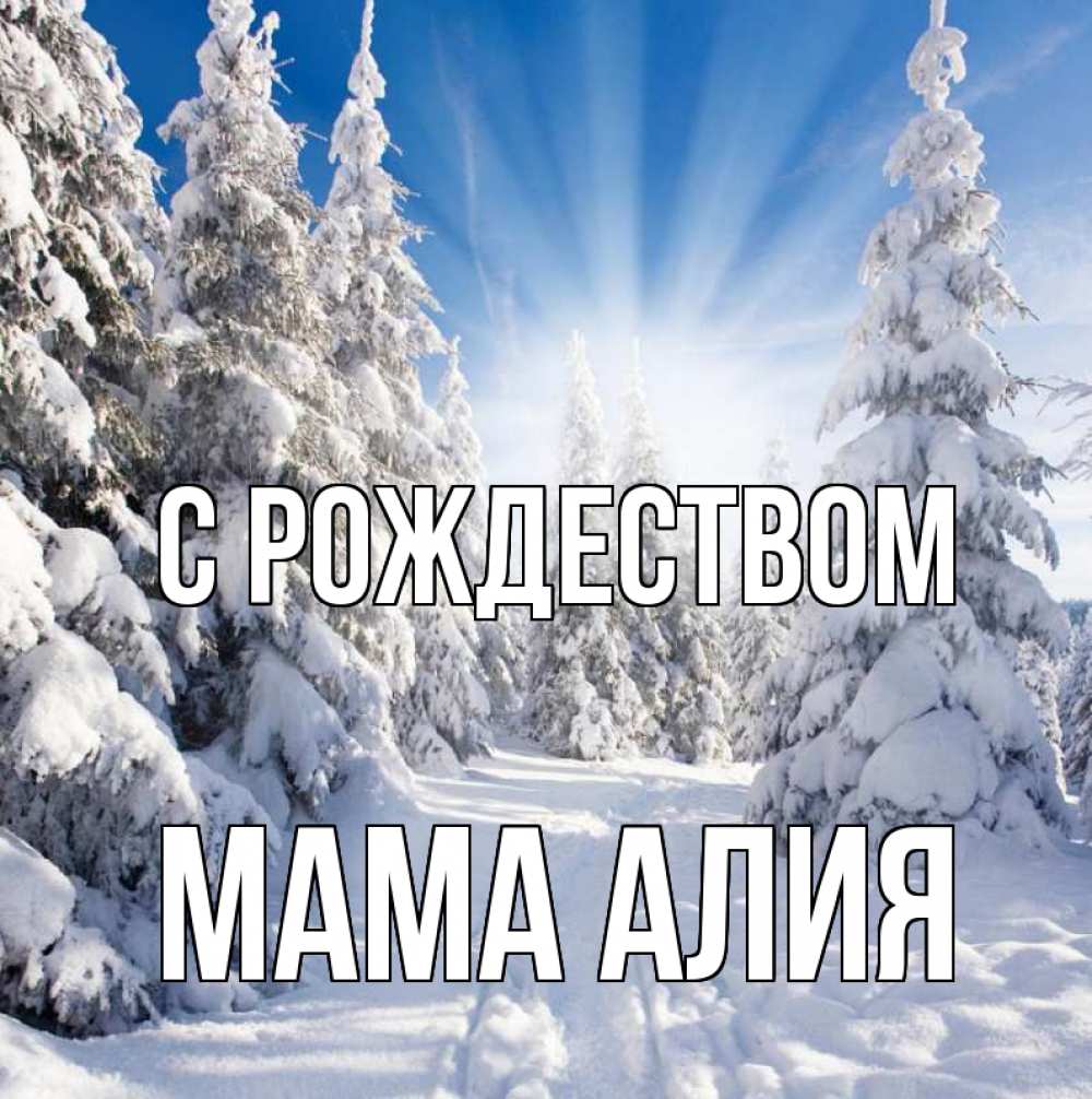 Открытка на каждый день с именем, Мама-Алия С рождеством зима, лес Прикольная открытка с пожеланием онлайн скачать бесплатно 