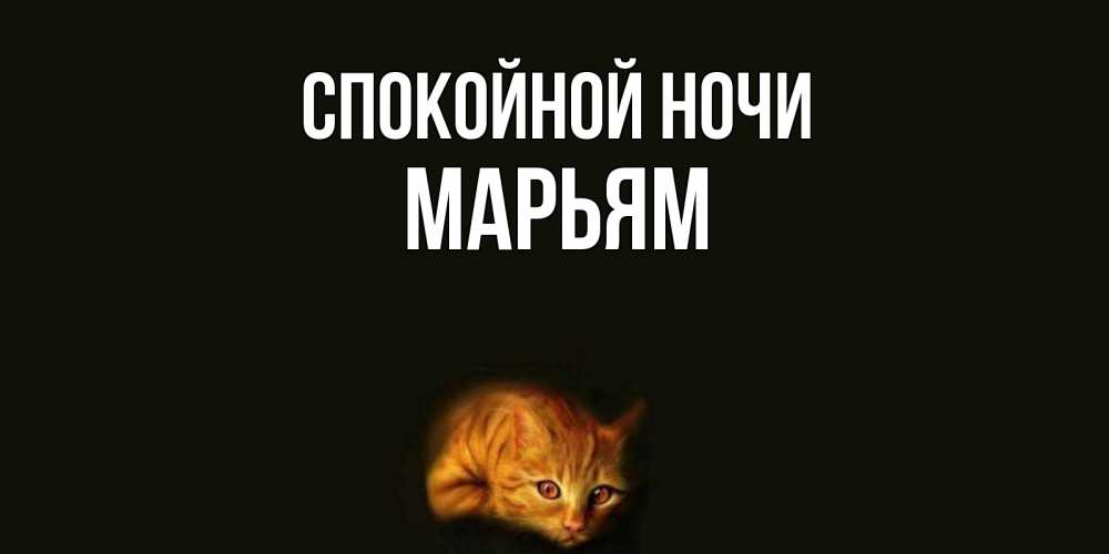 Открытка на каждый день с именем, Марьям Спокойной ночи кот Прикольная открытка с пожеланием онлайн скачать бесплатно 