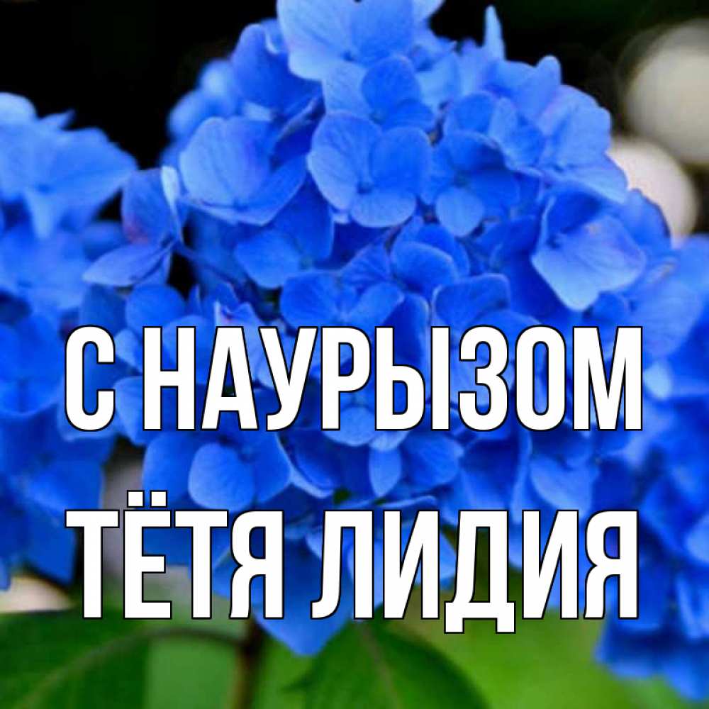 Открытка на каждый день с именем, Тётя-Лидия С наурызом синие цветы Прикольная открытка с пожеланием онлайн скачать бесплатно 