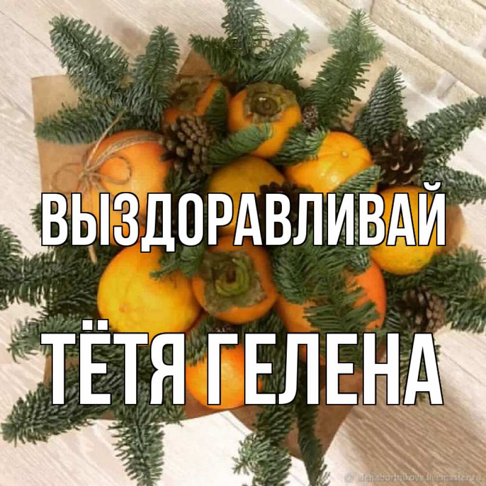 Открытка на каждый день с именем, Тётя-Гелена Выздоравливай апельсины и хурьма Прикольная открытка с пожеланием онлайн скачать бесплатно 
