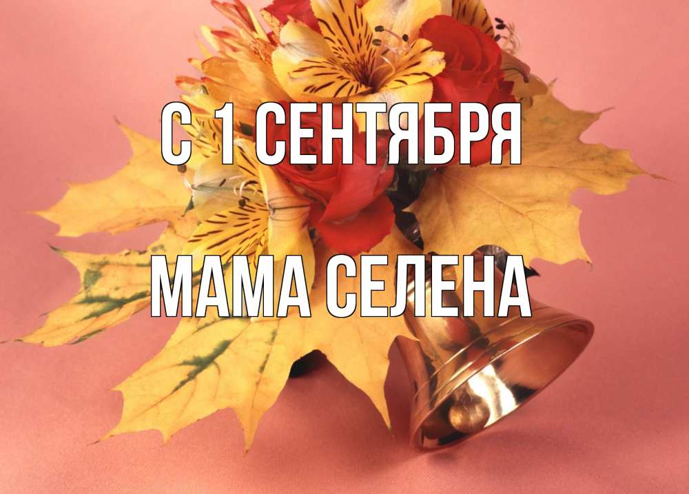 Открытка на каждый день с именем, Мама-Селена С 1 сентября колокольчик, желтые листья Прикольная открытка с пожеланием онлайн скачать бесплатно 